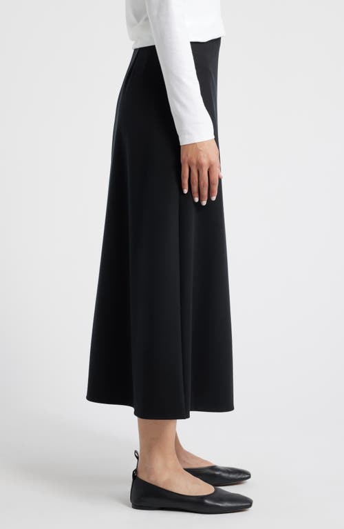 Eileen Fisher Wool Midi A-line Skirt In Black