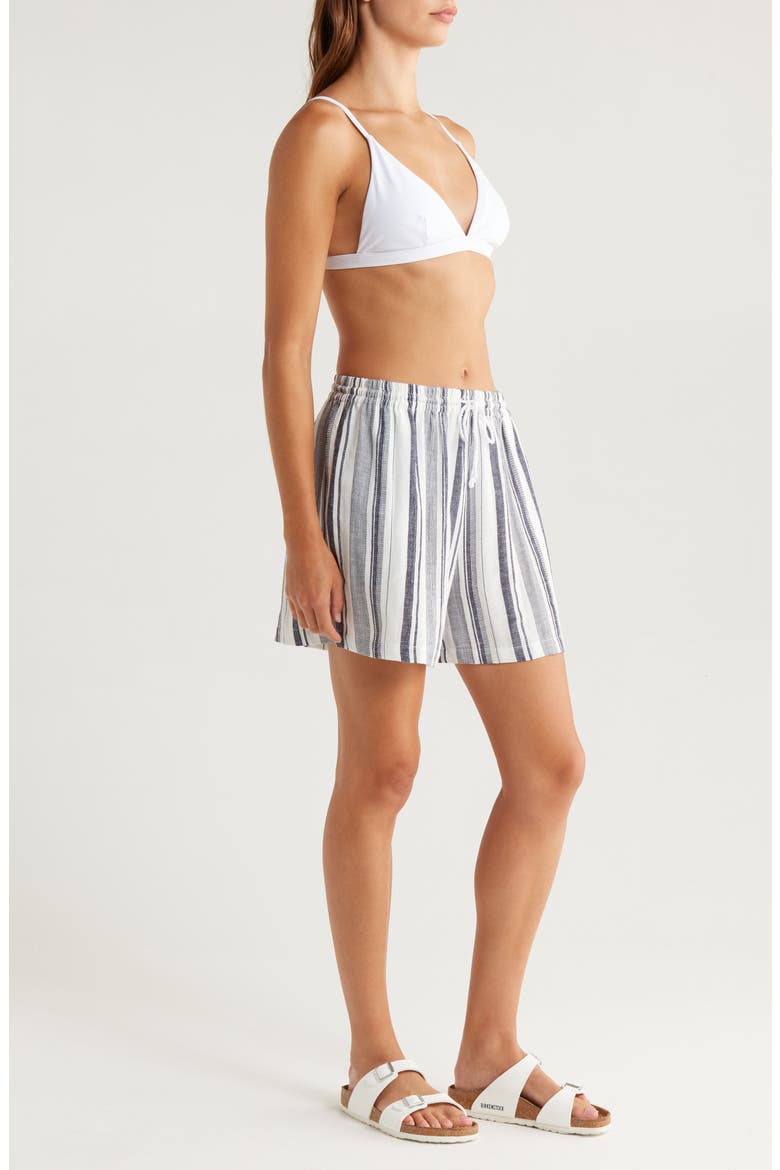 Cover-Up Drawstring Shorts, Alternate, color, NAVY STRIPE
