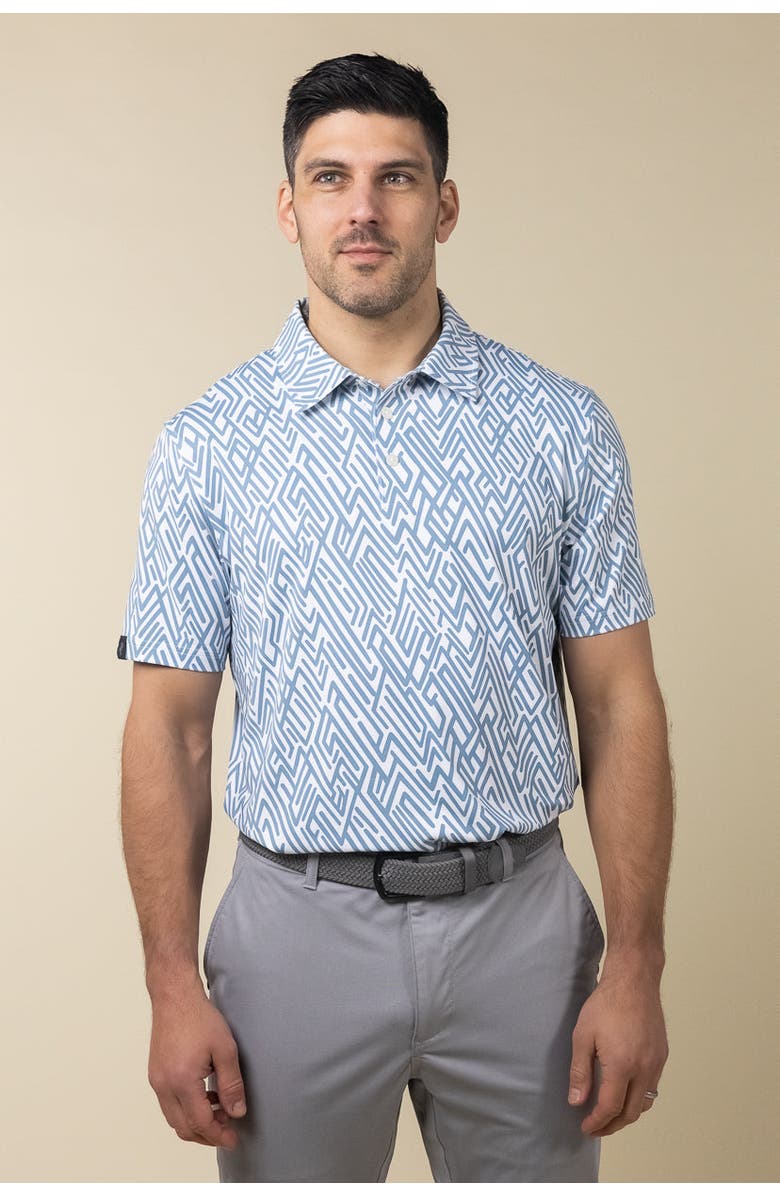 ASHWORTH GOLF Abstract Geo Polo, Alternate, color, Denim