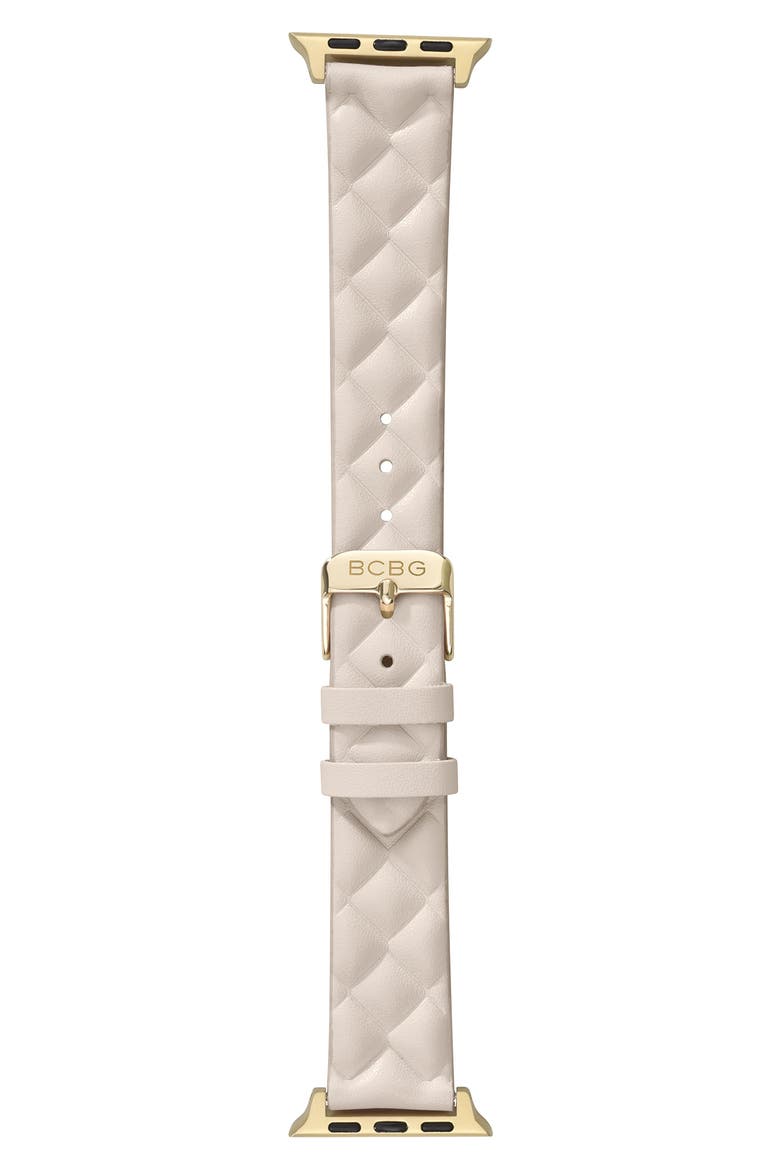 Quilted Faux Leather Watch Band, Main, color, CREAM