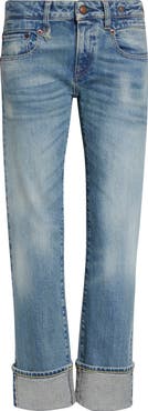 R13 Cuffed Straight Leg Boyfriend Jeans