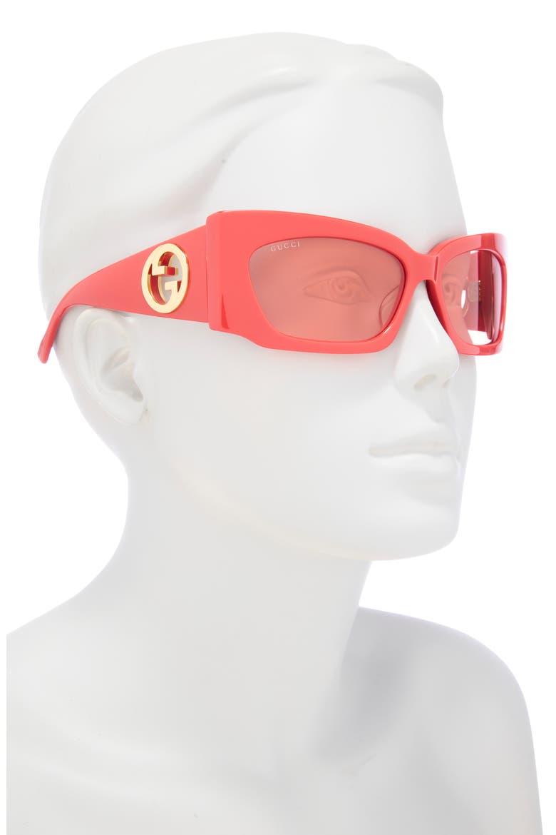 62mm Rectangular Sunglasses, Alternate, color, RED RED RED