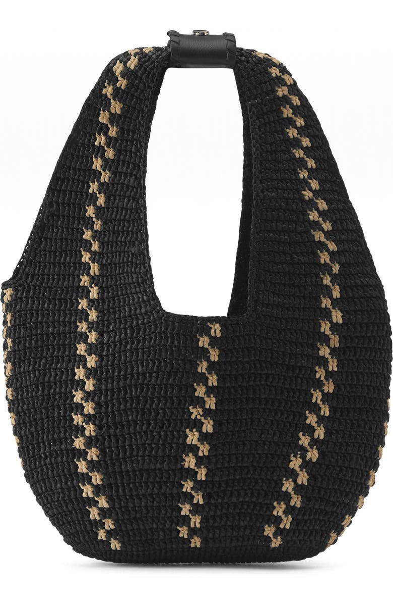 Helen Kaminski Aquarius Raffia Hobo Bag, Alternate, color, Charcoal/ Natural