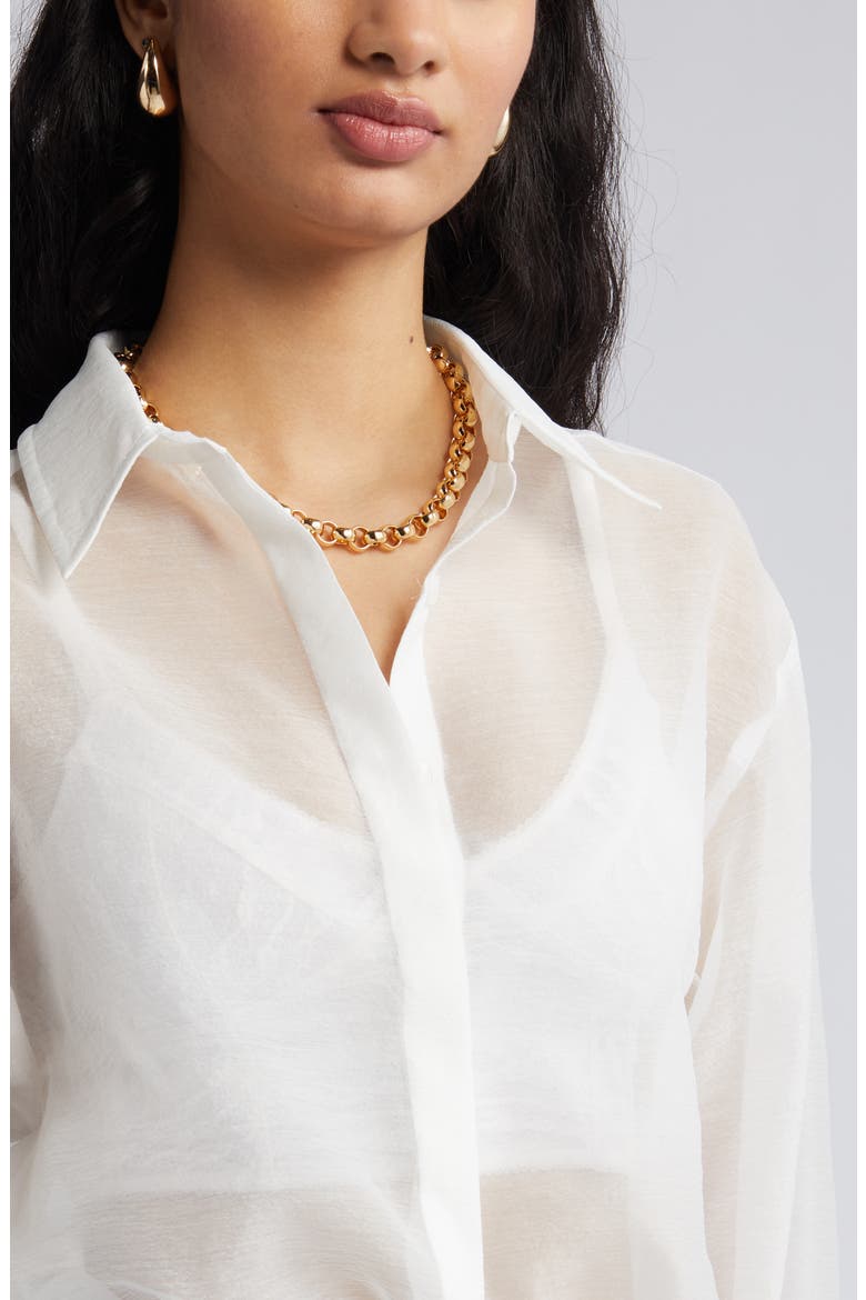 Sheer Button-Up Shirt, Alternate, color, IVORY CLOUD