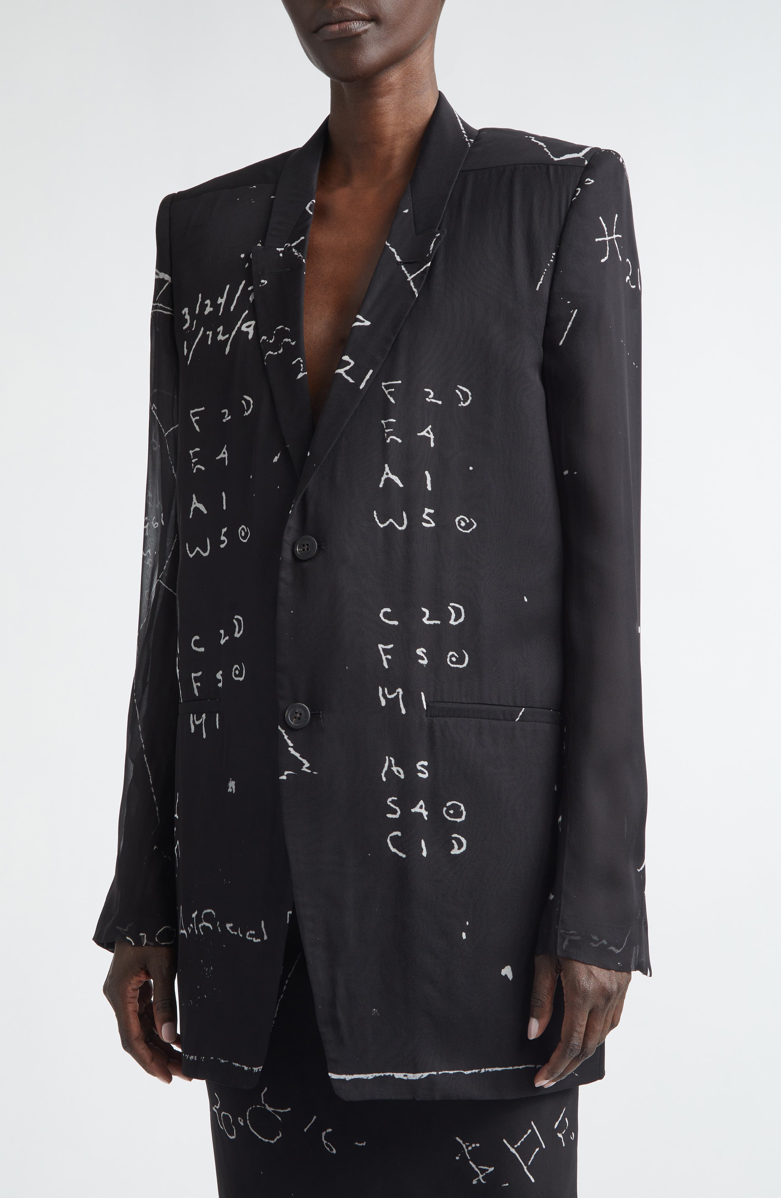 Rick Owens Temple Concordian Print Silk Chiffon Jacket (Women) | Nordstrom
