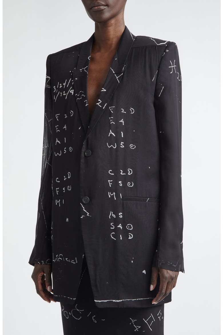Temple Concordian Print Silk Chiffon Jacket, Alternate, color, BLACK/ MILK