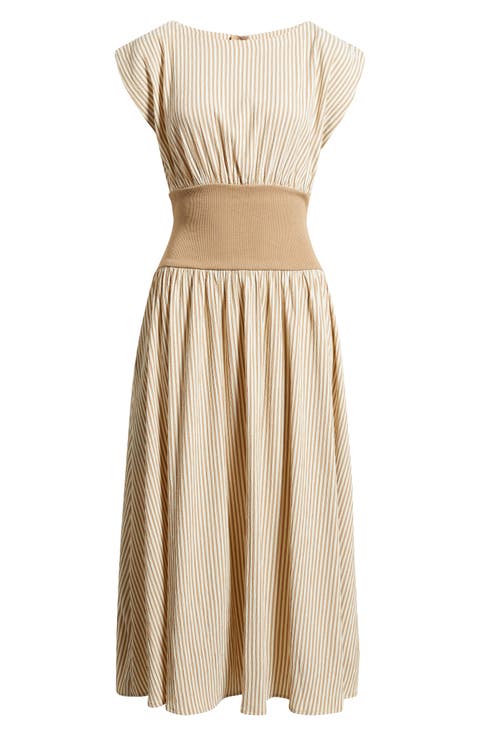 Smocked Bodice Midi Dress
