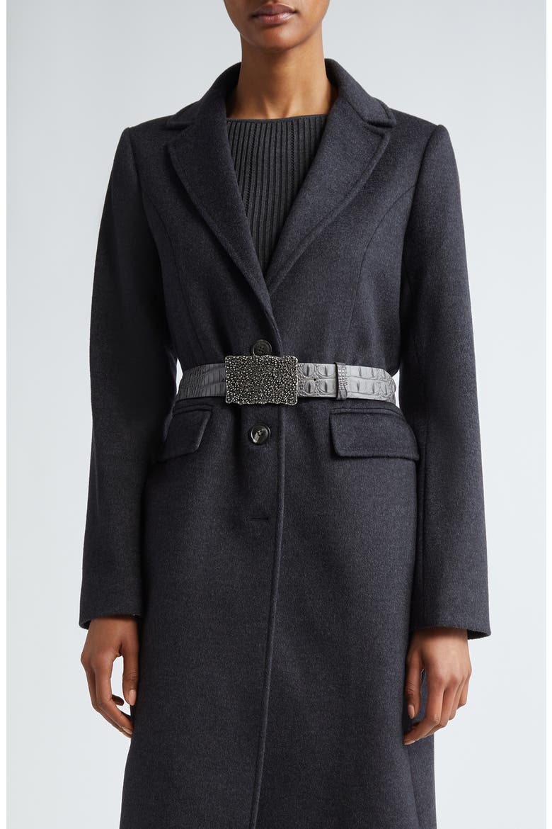 Virgin Wool Long Coat, Alternate, color, CARBON