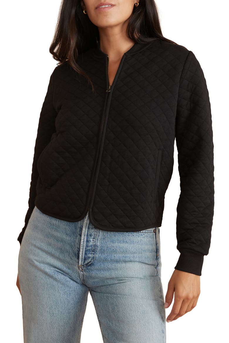 Corbet Quilted Bomber Jacket, Main, color, BLACK