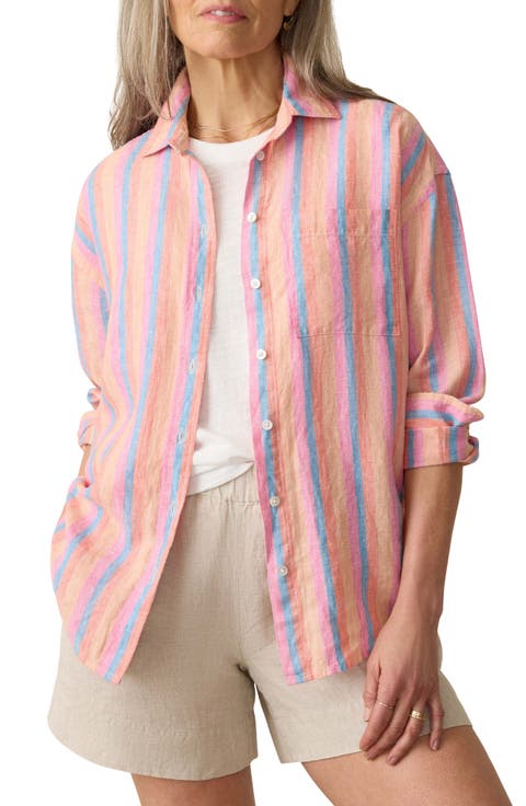 Laguna Stripe Linen Button-Up Shirt