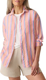 Faherty Laguna Stripe Linen Button-Up Shirt