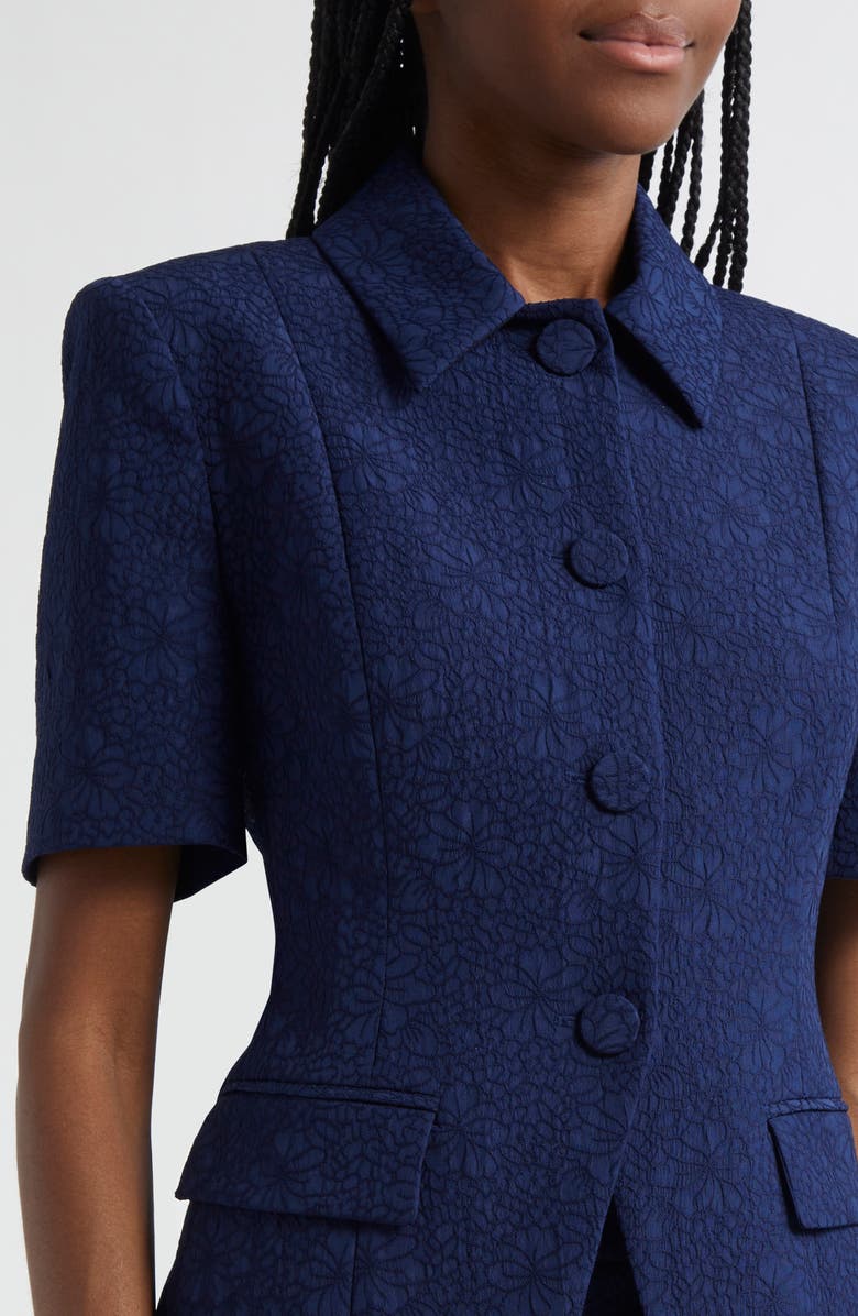 Veronica Beard Bodie Floral Embroidery Elbow Sleeve Dickey Jacket, Alternate, color, 