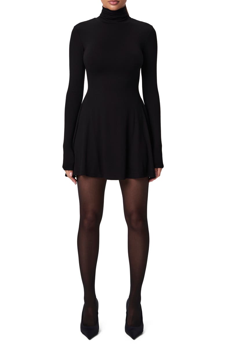 Naked Wardrobe Long Sleeve Turtleneck Minidress, Main, color, Black