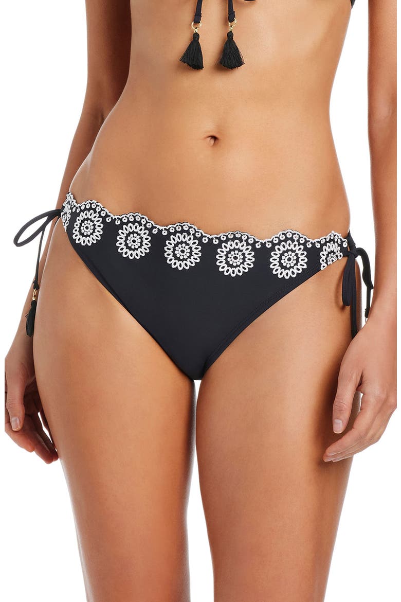 Side Tie Hipster Bikini Bottoms, Main, color, BLACK/ WHITE