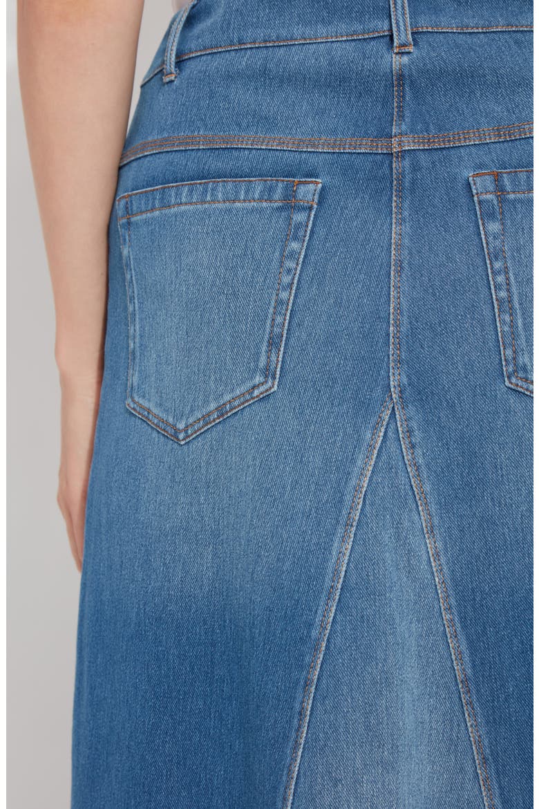 Camille Denim Midi Skirt, Alternate, color, MIDWASH