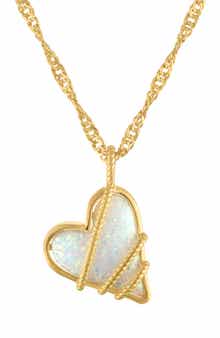 Lab-Grown Opal Heart Pendant Necklace