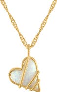 FZN Lab-Grown Opal Heart Pendant Necklace