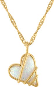 FZN Lab-Grown Opal Heart Pendant Necklace