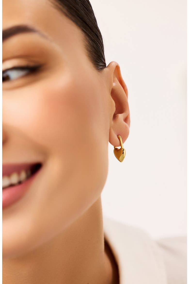 Cameron Two Tone Heart Drop Hoop Earrings, Alternate, color, GOLD
