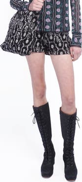 Anna Sui Sleeping Beauty Embroidered Faux Suede Shorts