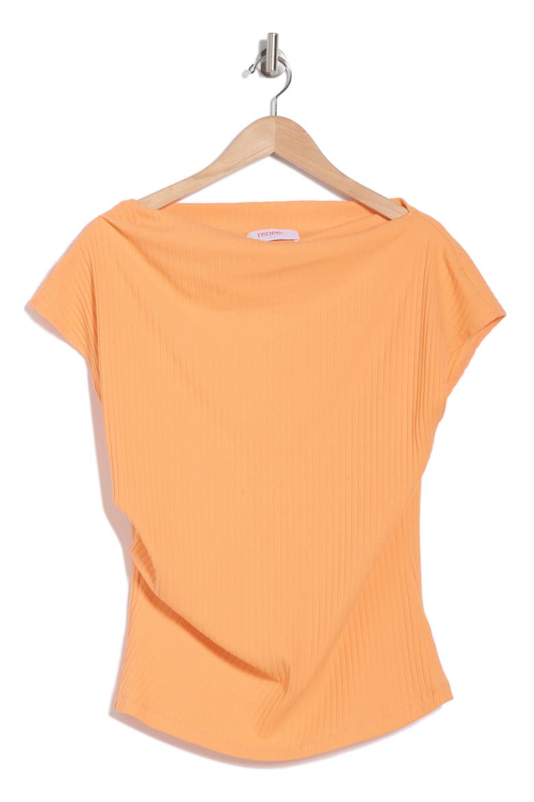 Ribbed Stretch Cotton Top, Alternate, color, ORANGE