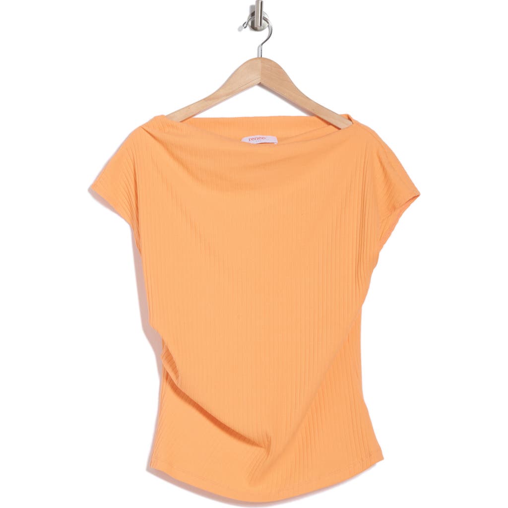 Renee C Ribbed Stretch Cotton Top In Orange