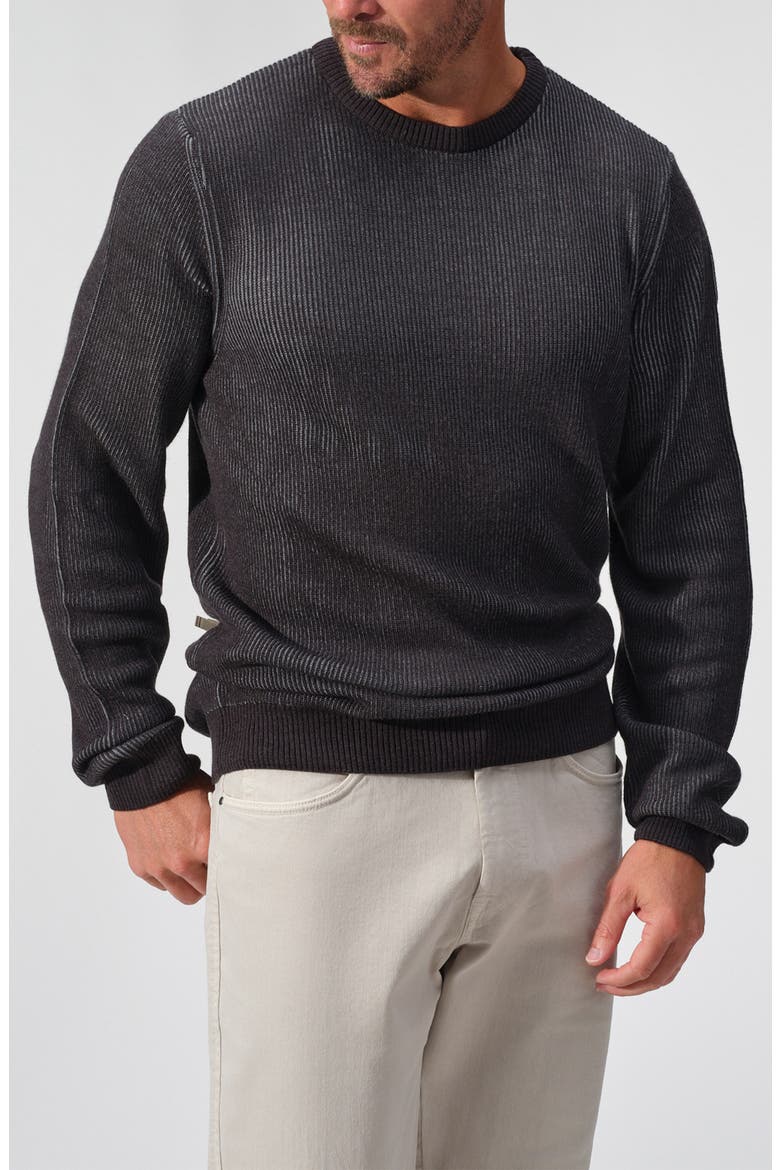 Parma Elbow Patch Merino Wool Crewneck Sweater, Main, color, CHARCOAL
