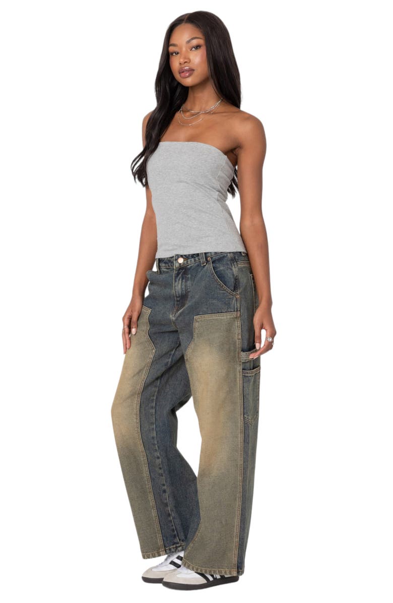 EDIKTED Stretch Cotton Tube Top, Alternate, color, Gray-Melange