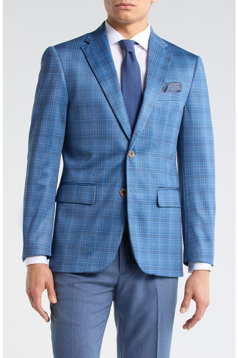 Slim Fit Plaid Sport Coat, Main, color, BLUE