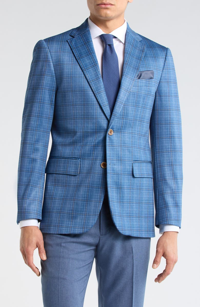 Duchamp Slim Fit Plaid Sport Coat, Main, color, Blue