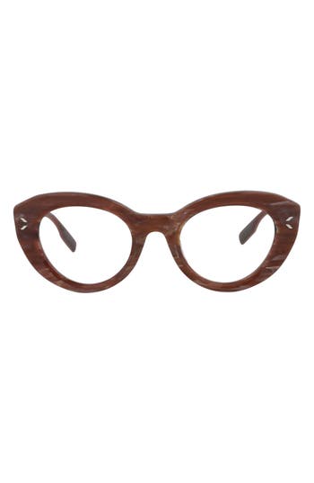 Alexander Mcqueen Mcqueen 48mm Cat Eye Optical Glasses In Burgundy Burgundy Transparent