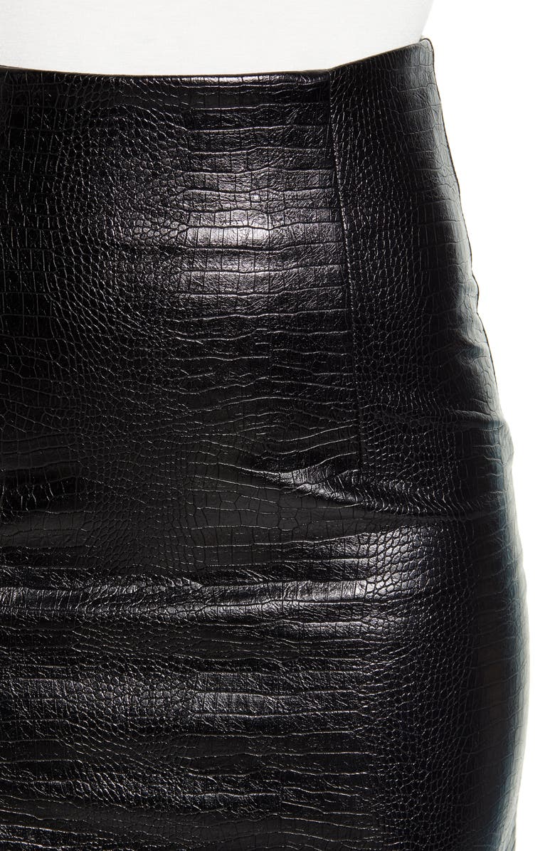 Topshop Croc Faux Leather Pencil Skirt, Alternate, color,