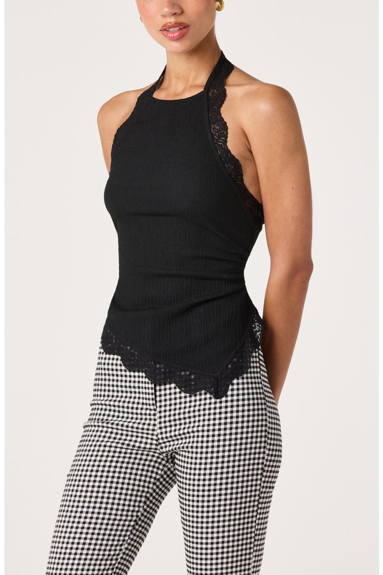 Zoe Lace Halter Top, Alternate, color, BLACK