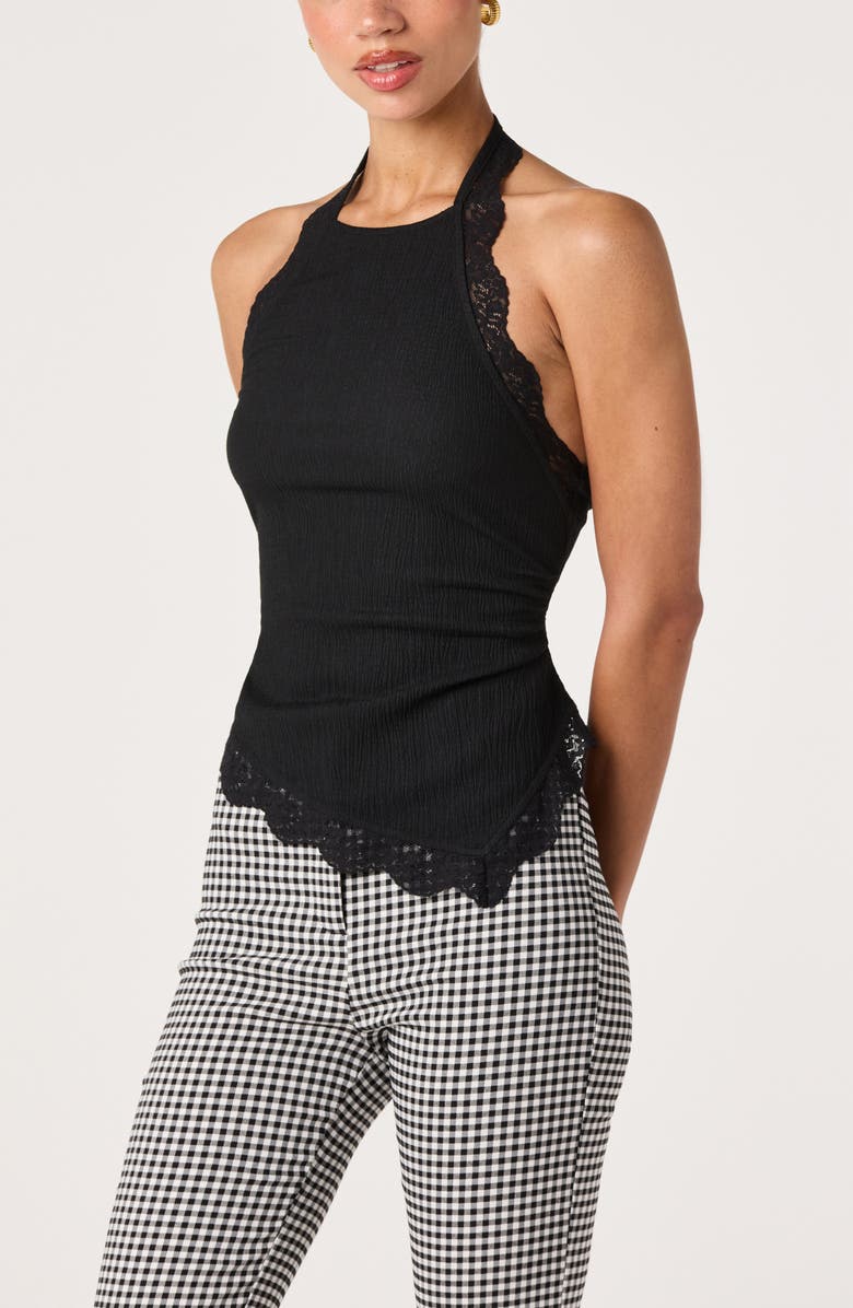 ASTR the Label Zoe Lace Halter Top, Alternate, color, Black