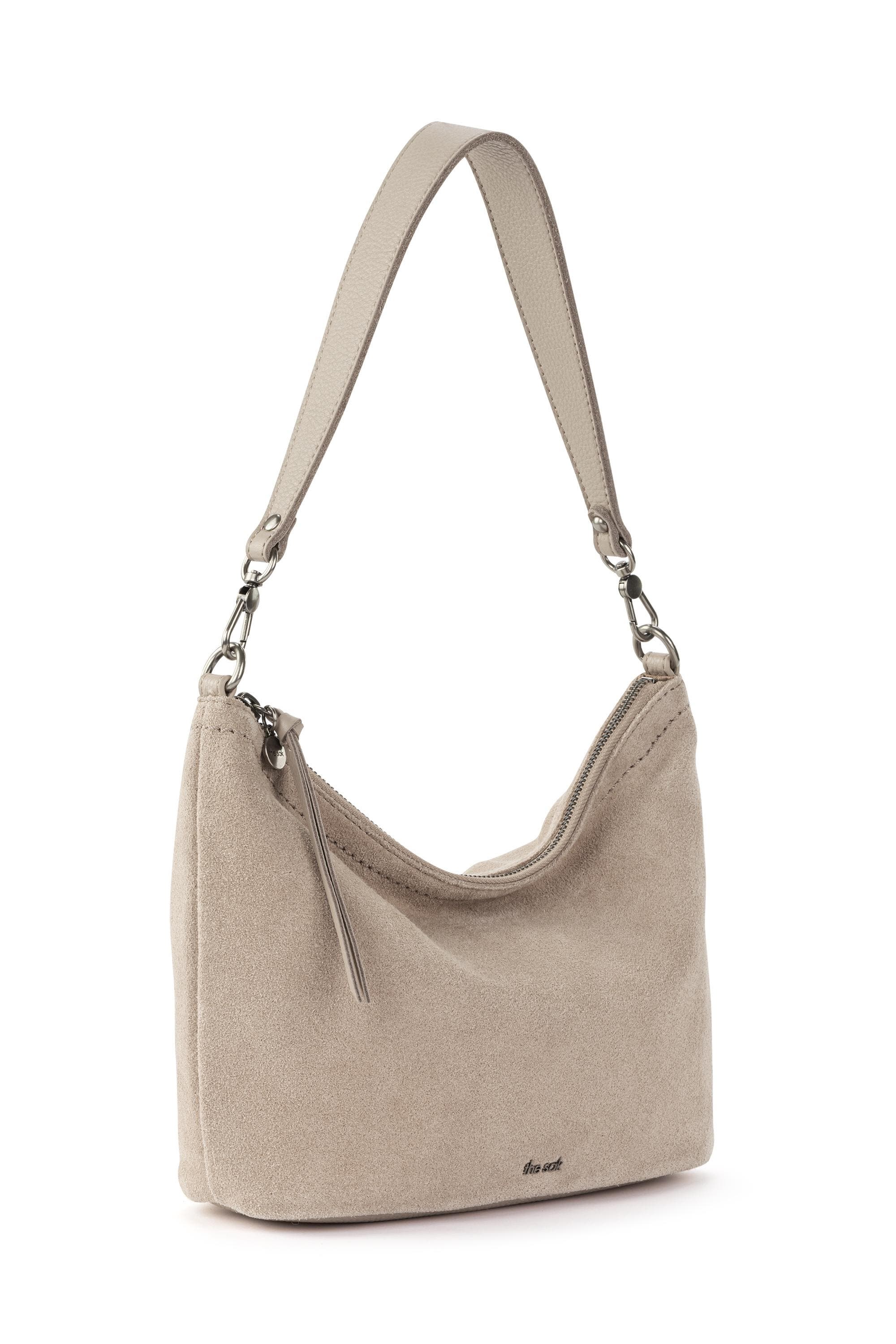 Jasmine Small Hobo, Alternate, color, Sand Suede