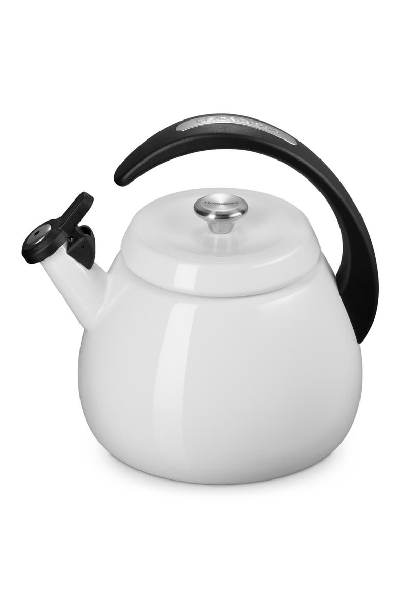 2.2-Quart Enameled Stainless Steel Whistling Cloche Kettle, Alternate, color, WHITE