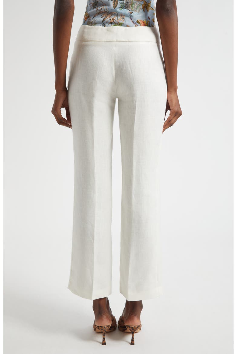 Linen Ankle Flare Trousers, Alternate, color, BIANCO NATURALE