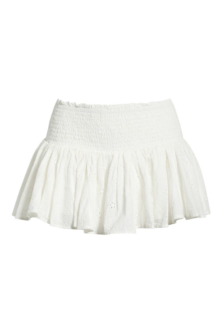 Immy Eyelet Smocked Bubble Miniskort, Alternate, color, WHITE