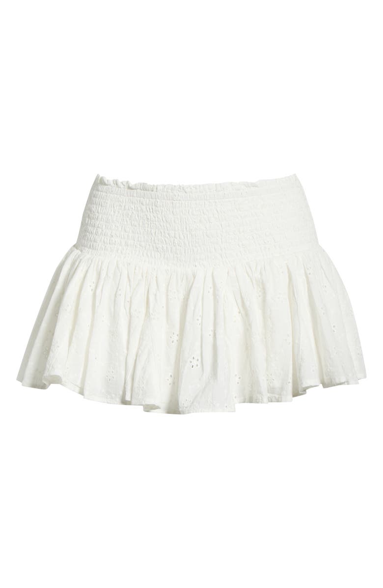 BDG Urban Outfitters Immy Eyelet Smocked Bubble Miniskort, Main, color, White