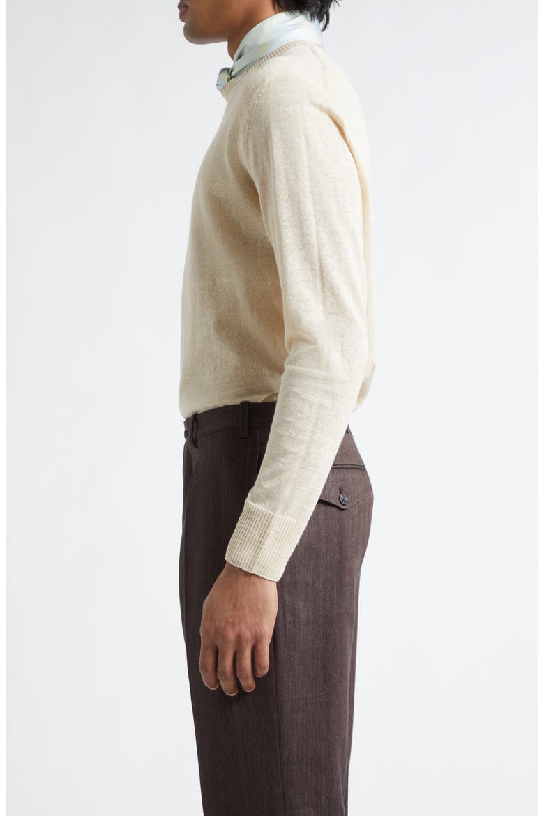 Flax & Cotton Crewneck Sweater, Alternate, color, ECRU