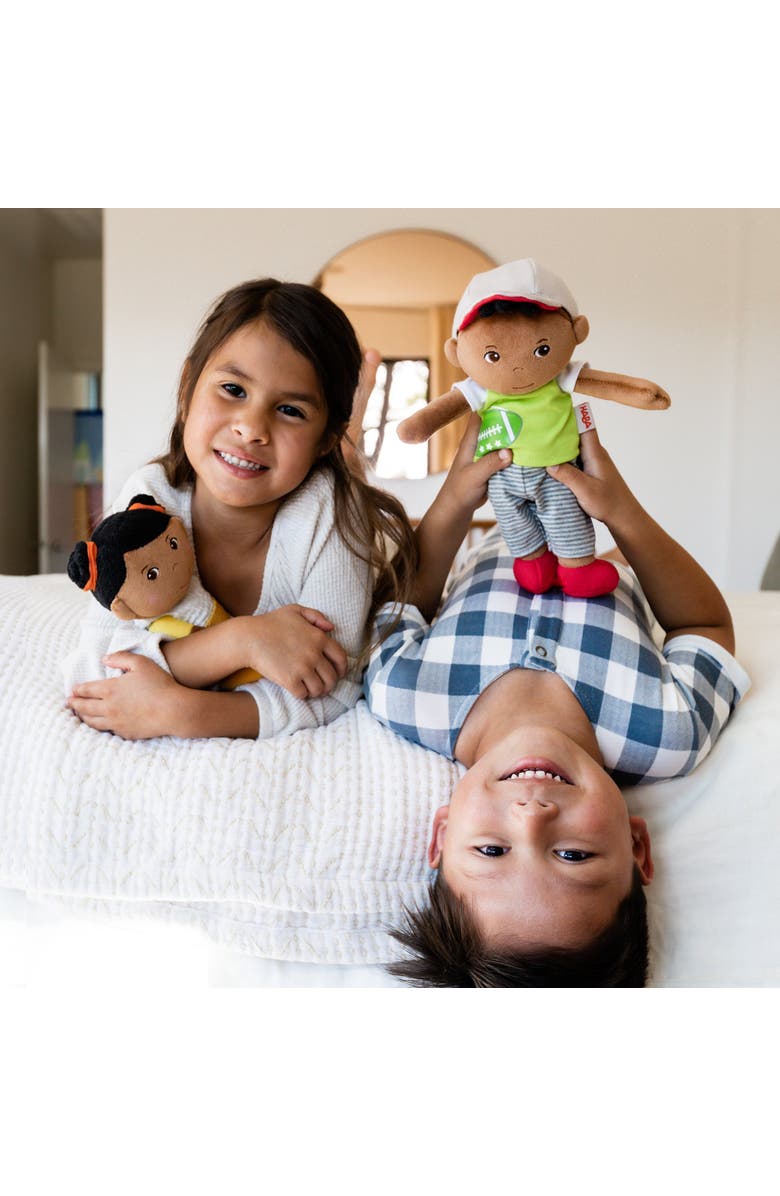 HABA Soft Doll Mason - 11.5" Plush Baby Boy Toy with Black Hair for Ages 6 Months and Up, First Doll Gift for Kids, Machine Washable, Alternate, color, Multi