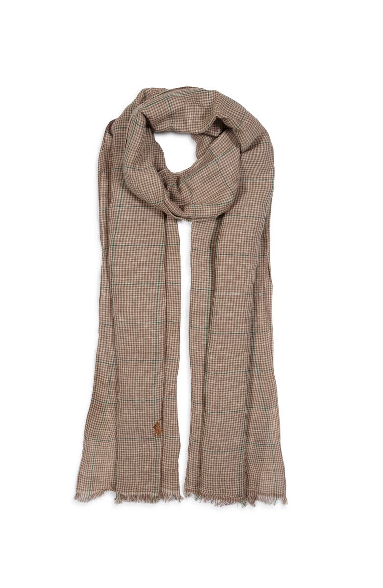 Polo Ralph Lauren Linen Blend Menswear Scarf, Main, color, Tan Multi