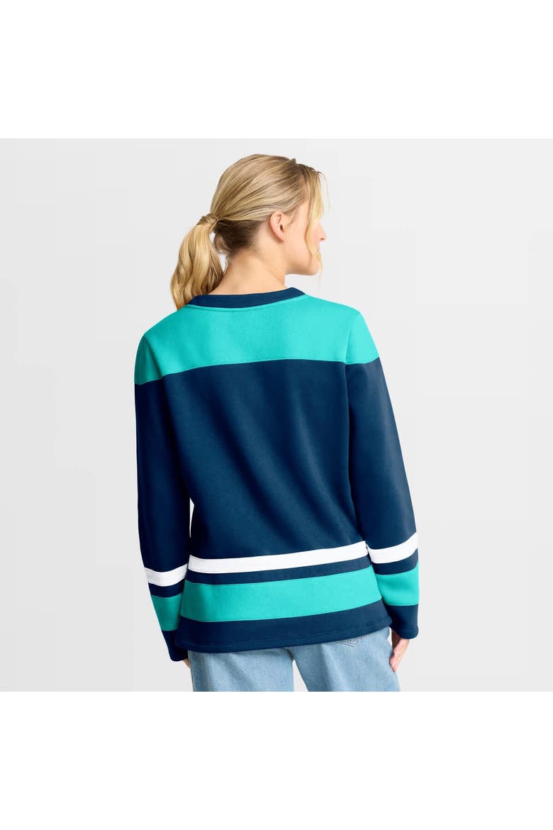 Women's Fanatics  Deep Sea Blue Seattle Kraken Icing Long Sleeve Lace Up Sweatshirt, Alternate, color, Navy