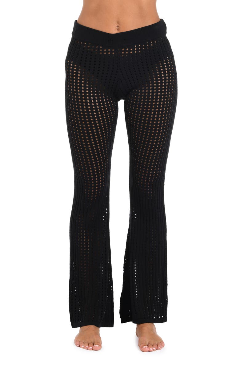 Sunshine 79 Resort Open Stitch Cover-Up Pants, Main, color, Black