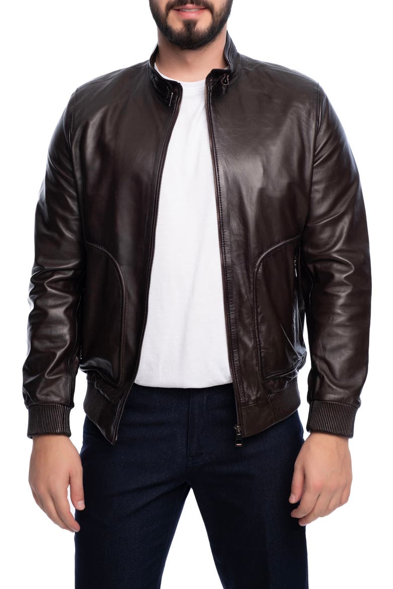 Larue Leather Jacket, Main, color, DARK BROWN