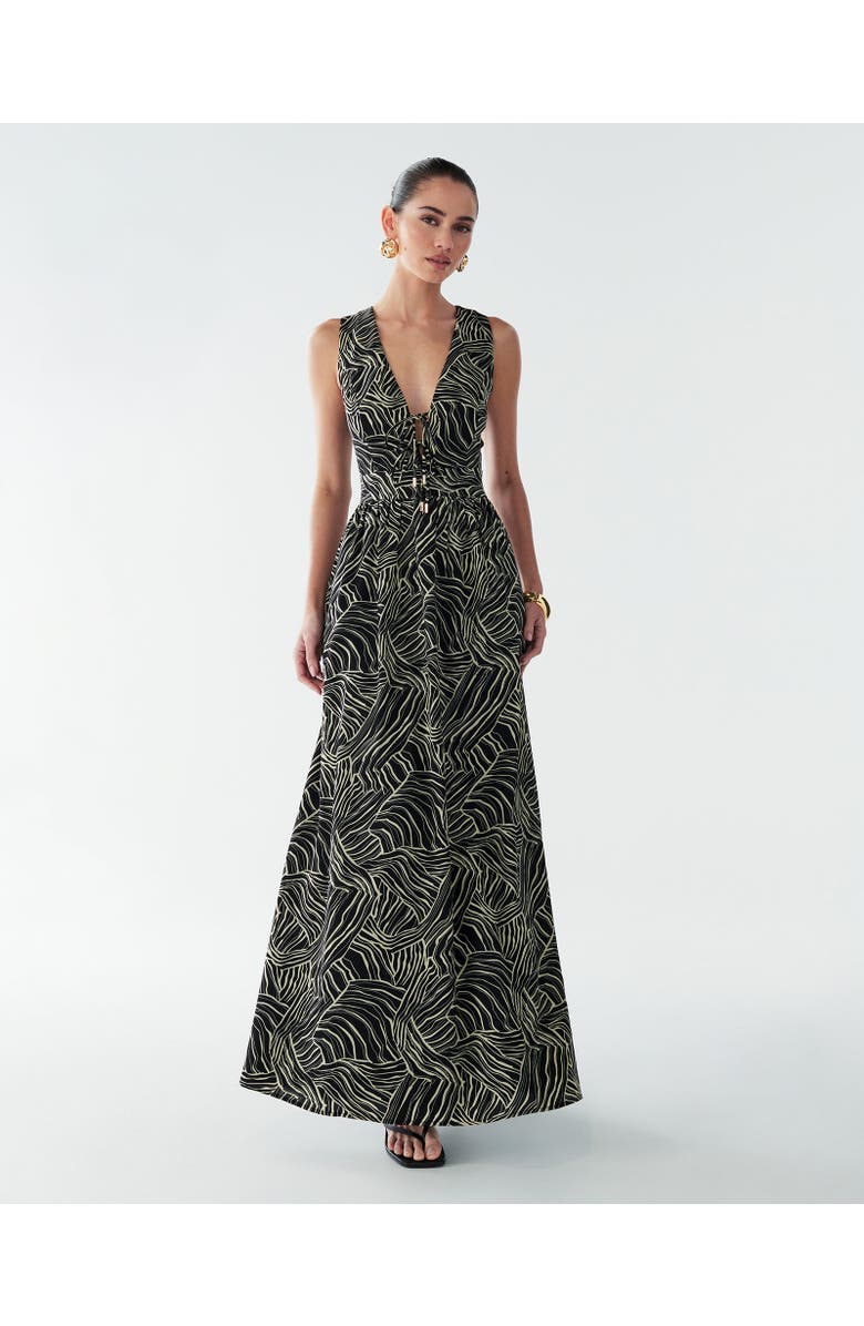 BWLDR Amber Maxi Dress, Main, color, Black Abstract