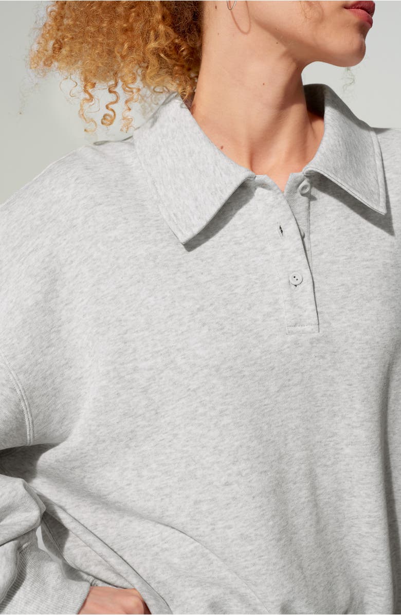 Lilysilk SILKERRY Oversized Heirloom '89 Polo Collar Sweatshirt, Alternate, color, Heather-Grey