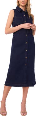 Vince Camuto Belted Sleeveless Midi Shirtdress