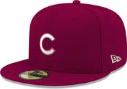 New Era Men's New Era Cardinal Chicago Cubs White Logo 59FIFTY Fitted Hat