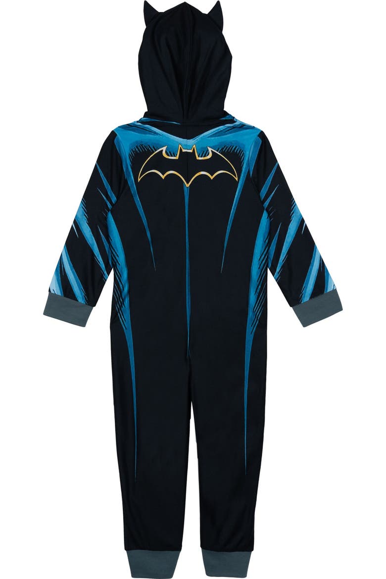 Justice League Batman Hooded One Piece Pajama, Alternate, color, Batman Black